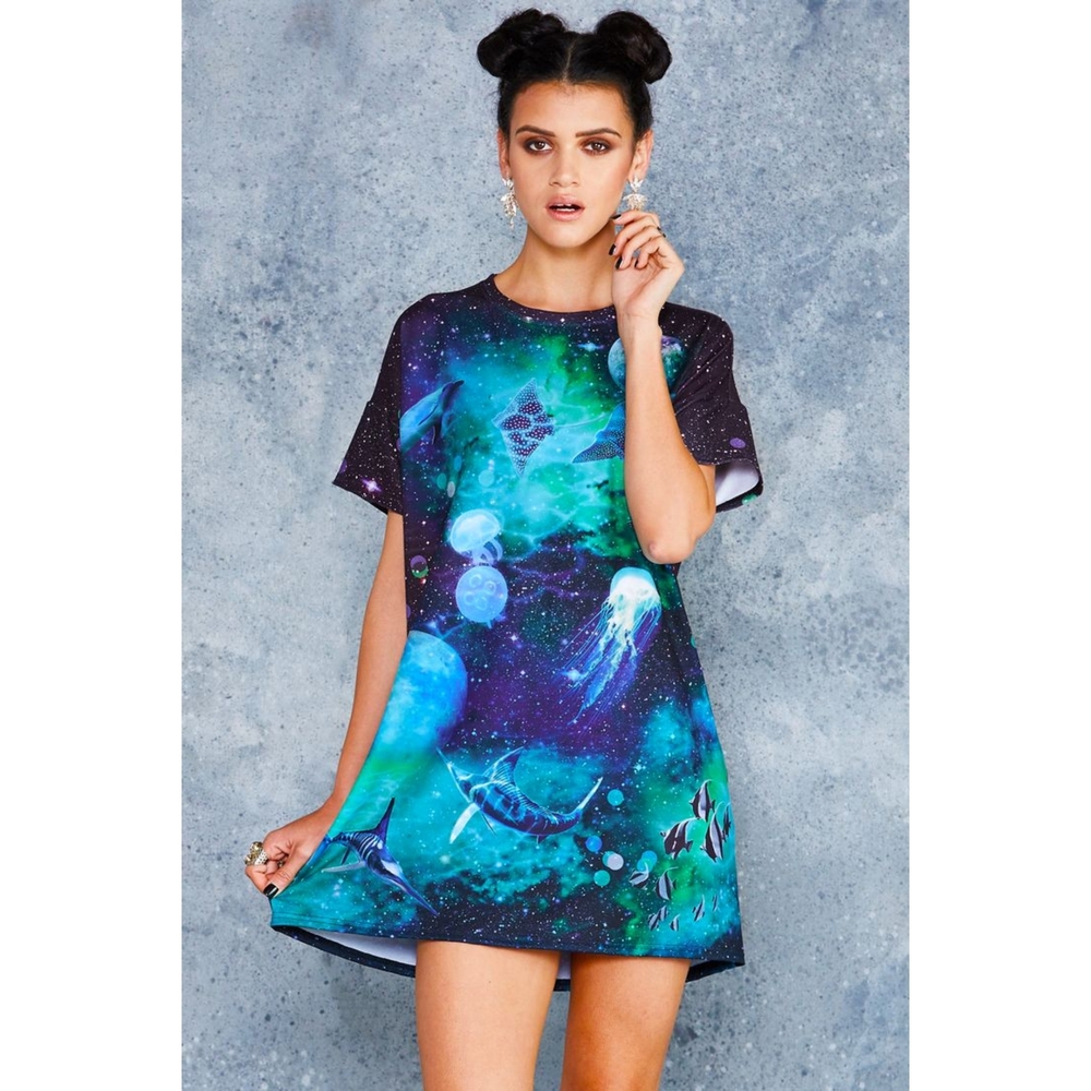 Blackmilk Galactic Ocean Slouched Tee Dress